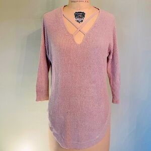 Dusty rose sweater XS, cross tie, Express